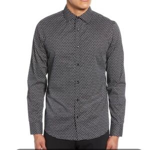 Karl Lagerfeld Black and White Pattern Button Down Shirt